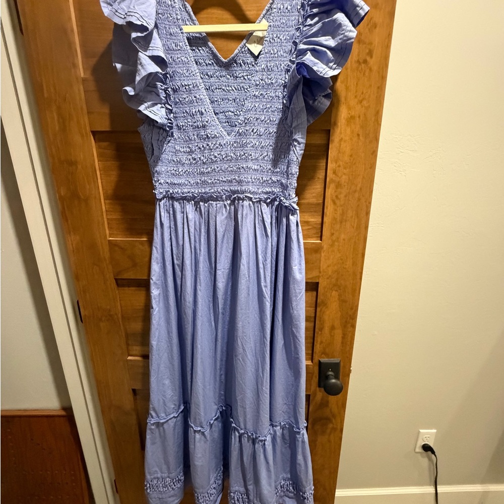 Cleobella Lavender Midi Dress with Ruffle Sleeves - Picture 2 of 3